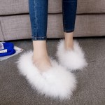 White Furry Fuzzy Long Fur Flats Loafers Shoes